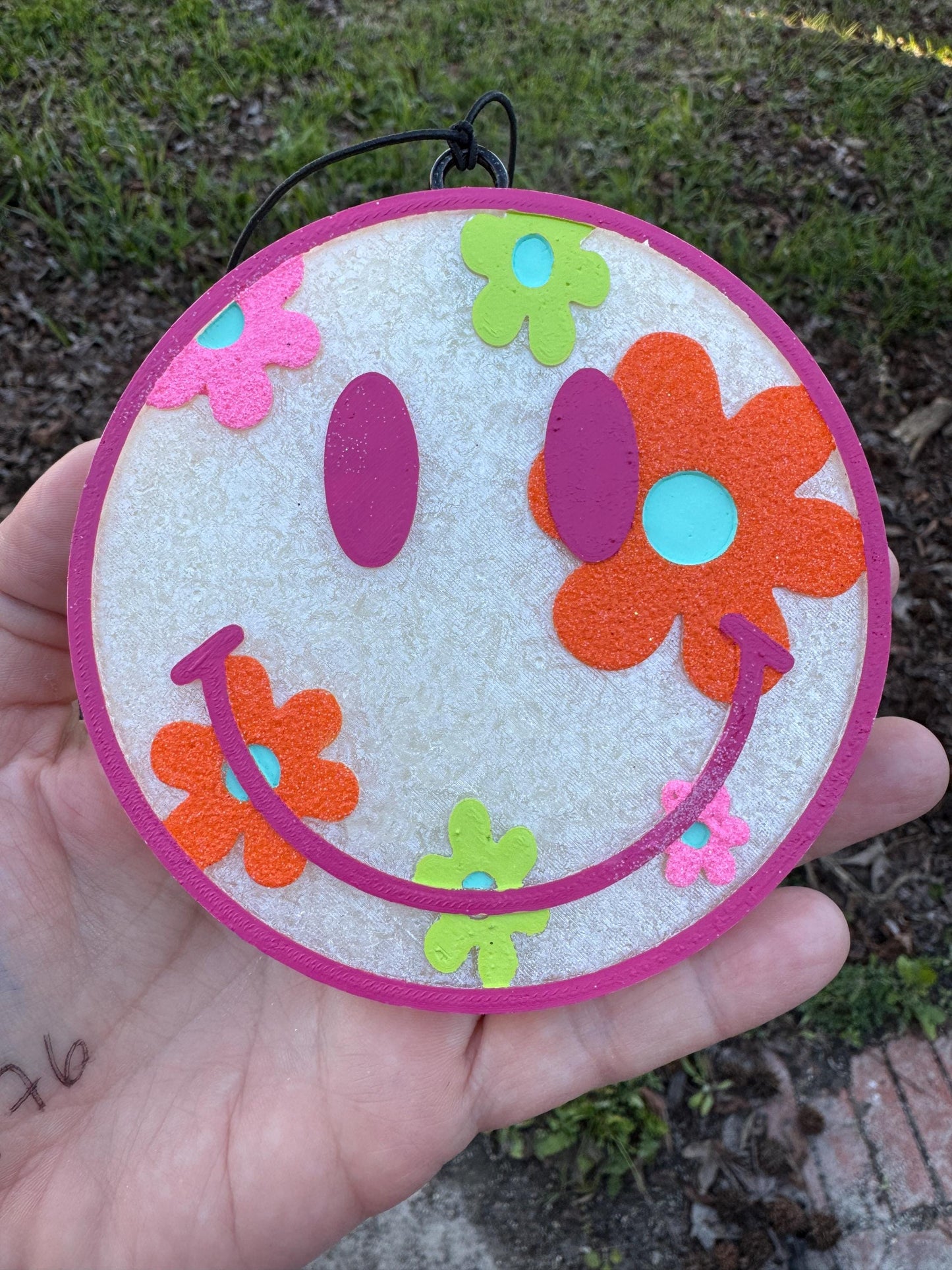 Groovy Flower Smiley Face Car Freshie | Car Freshie | Car Freshy | Air Freshener | Gift | Gllitter