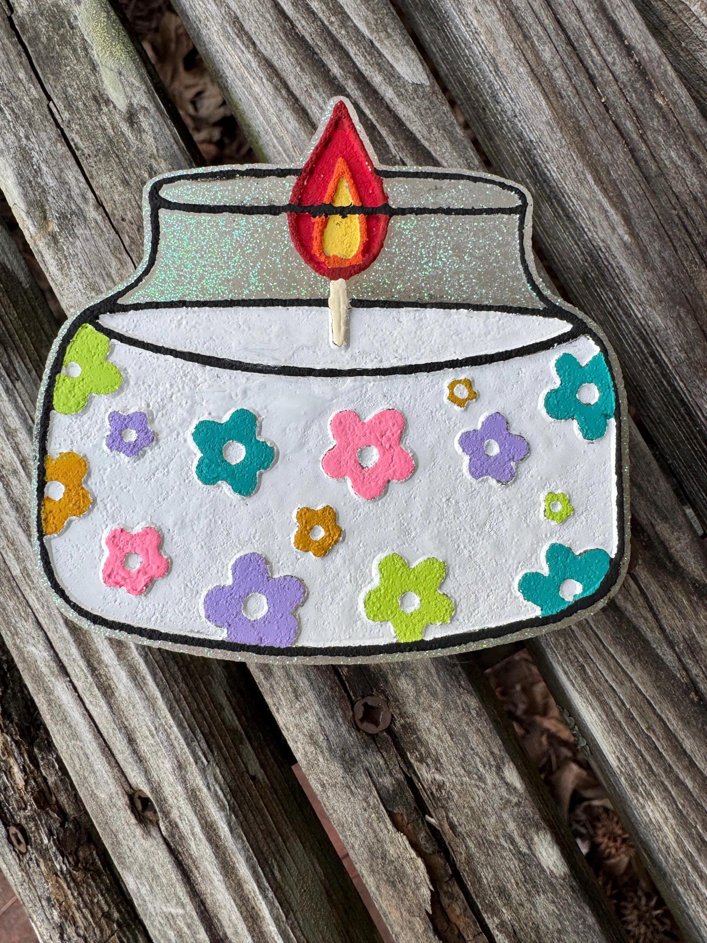 Candle with Flowers Car Freshie | Car Freshie | Car Freshy | Air Freshener | Gift | Gllitter | Bookish