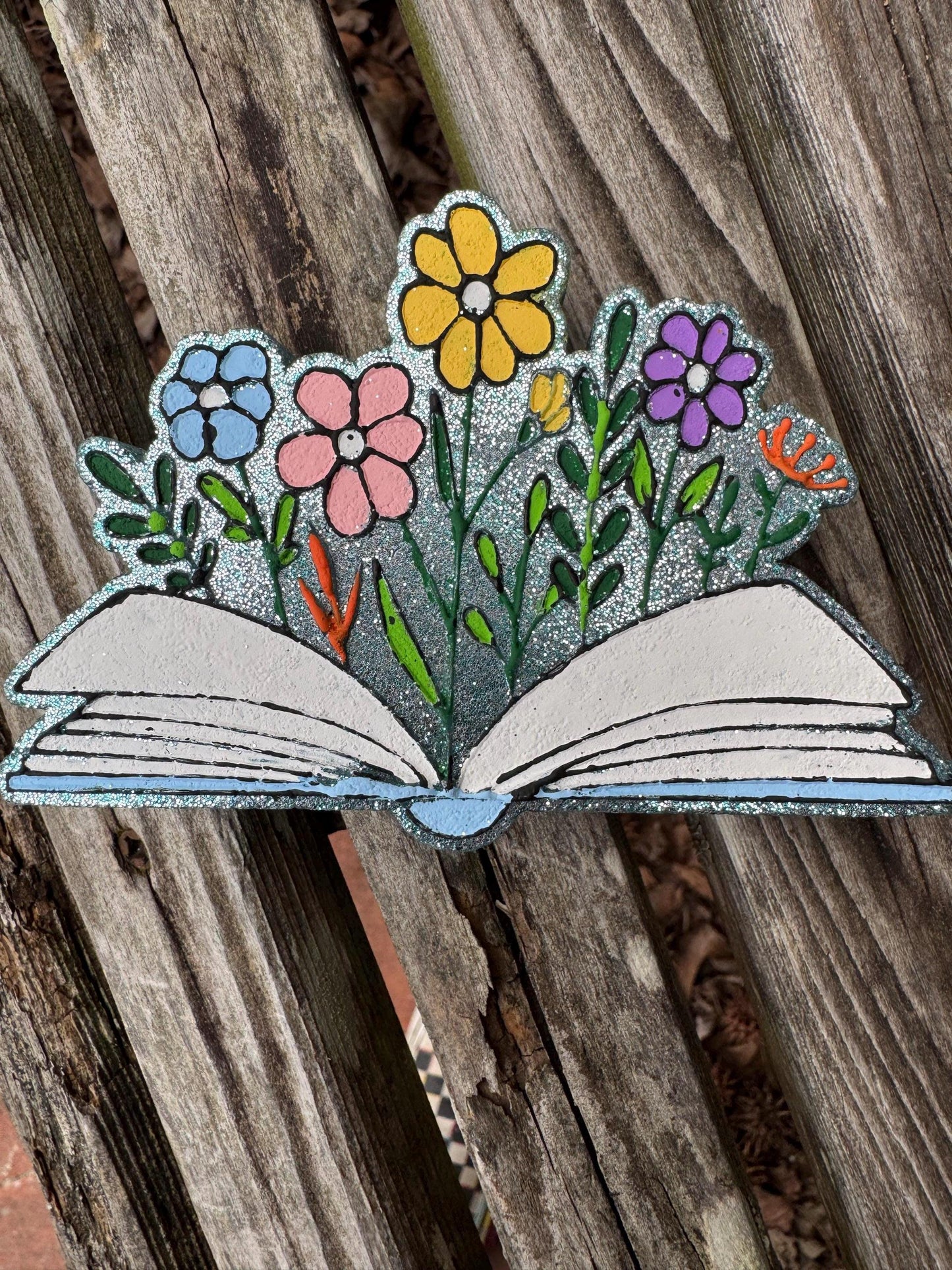 Book with Flowers Car Freshie | Car Freshie | Car Freshy | Air Freshener | Gift | Gllitter | Bookish