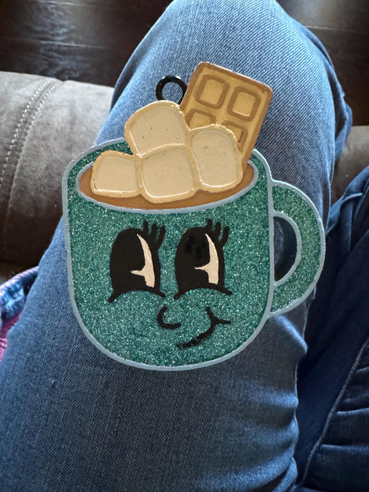 Hot Cocoa Car Freshie  | Car Freshie | Car Freshy | Air Freshener | Gift | Drink | Marshmallow | Glitter