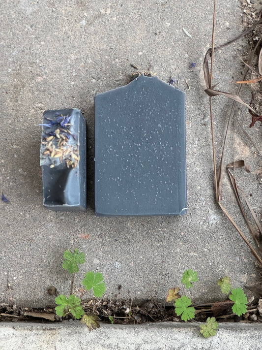 Activated Charcoal Soap | Lavender Essential Oil | Tea Tree Essential Oil | Organic Blue Cornflower Petals | All Natural | Cold Process Soap