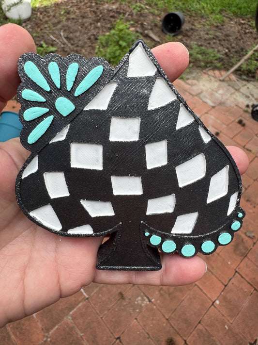 Checkered Spade Car Freshie   | Car Freshie | Car Freshy | Air Freshener | Gift | Gllitter | Turquoise