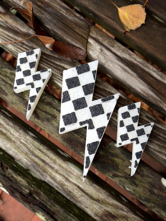Checkered Lightning Bolt Car Freshie  | Car Freshie | Car Freshy | Air Freshener | Gift | Vent Clip Freshie | Bundle