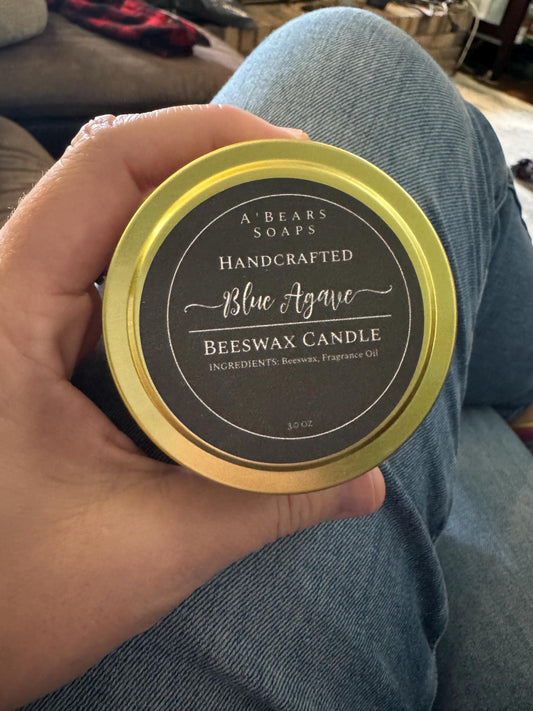 Candle | Beeswax | Hemp Wick | Natural | Clean | Tin Candle | Gold | Sleek | Sophisticated | Pretty | Unisex | Gift