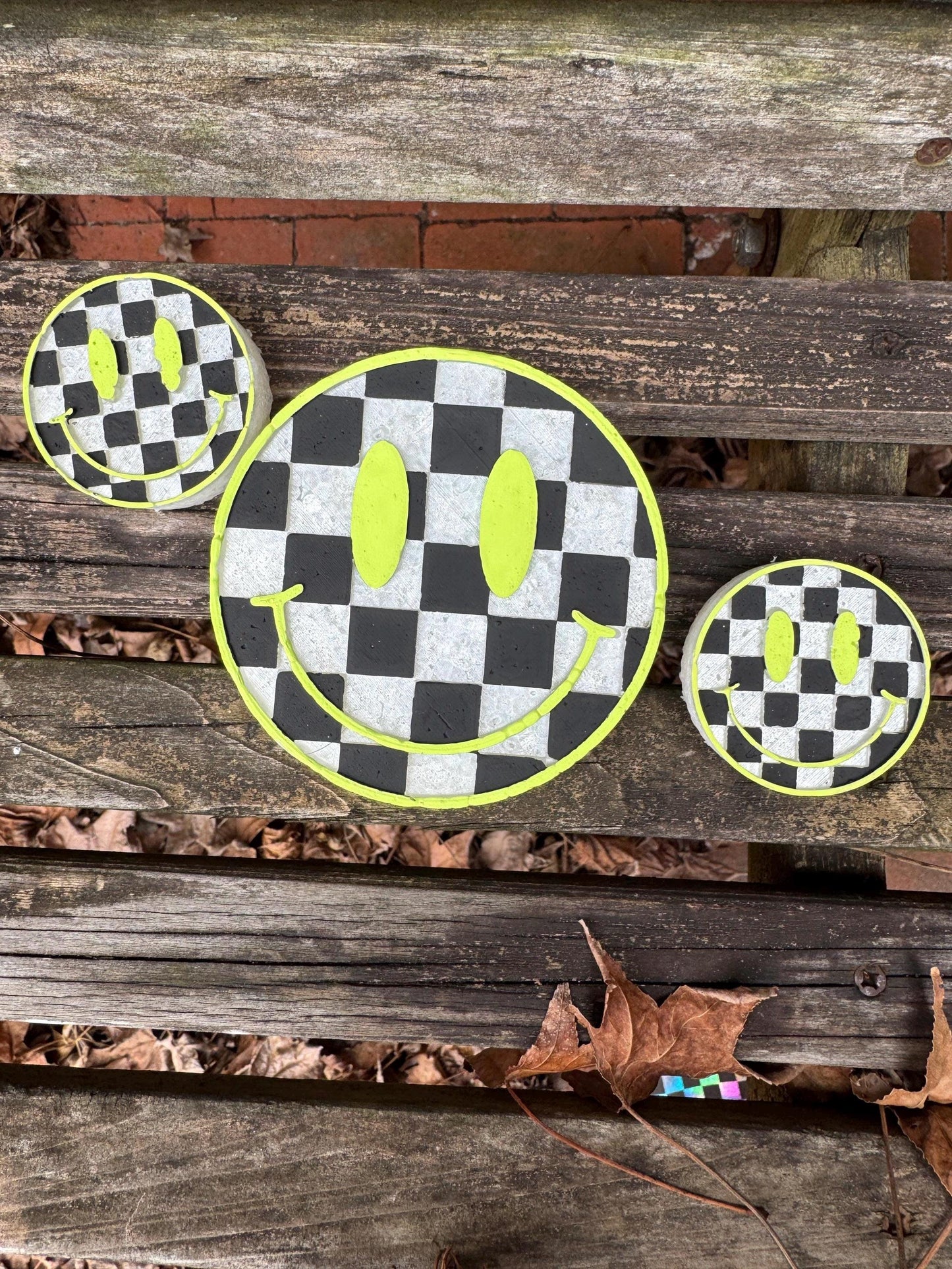 Checkered Smiley Face Car Freshie