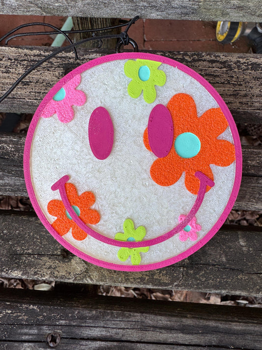 Groovy Flower Smiley Face Car Freshie   | Car Freshie | Car Freshy | Air Freshener | Gift | Gllitter